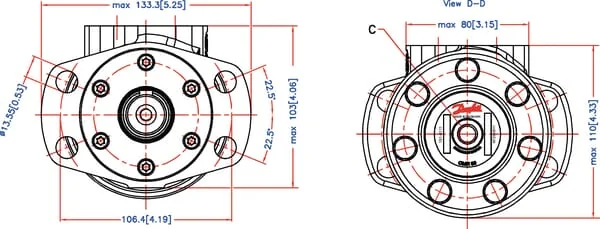 White - OMR3151516017 - Orbit Motor, Shaft Diameter 25.4-L, Drain
