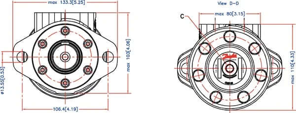 White - OMR801510242 - Orbit Motor, Shaft Diameter 32.2H, Drain