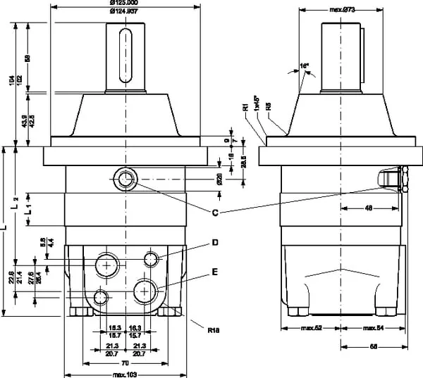 White - OMSW200151F0532 - Wheel Motor, Shaft Diameter 35 Tapered