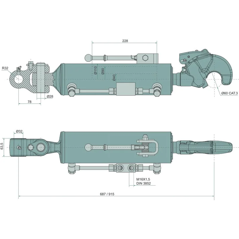 CBM - 63698 - Hydraulic Top Link