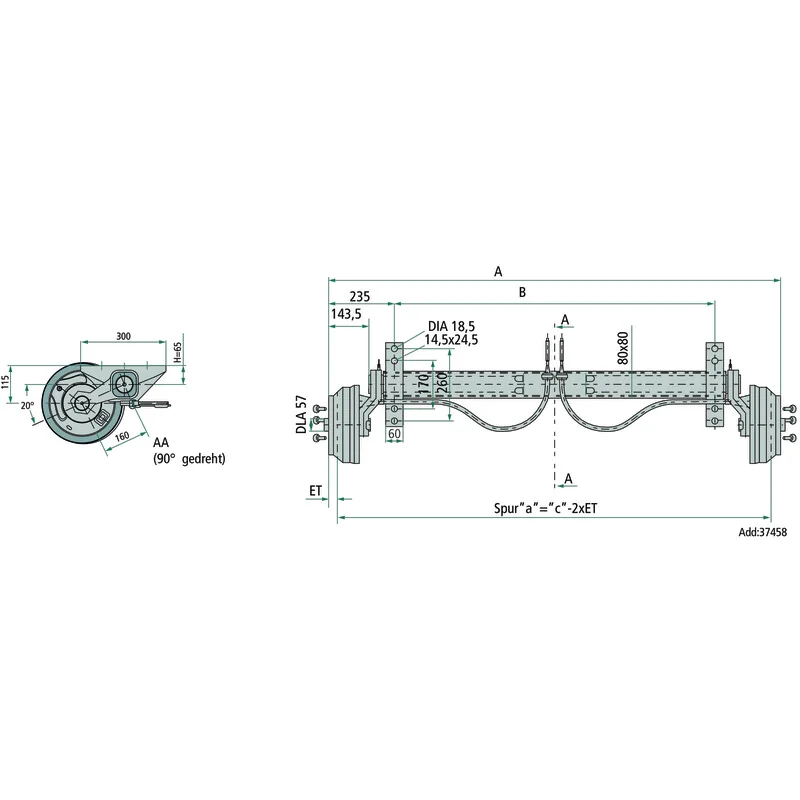 Knott - B308289999 - Rubber Suspension Axle