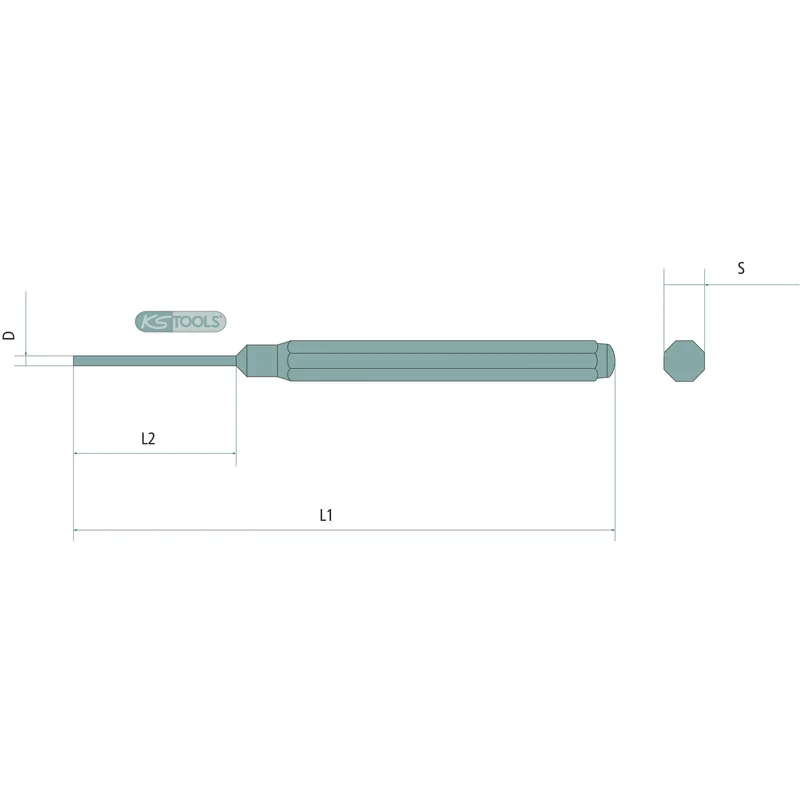 KS Tools - 1620401 - Pin Punch, 8 Point, XXL, Diameter 2mm