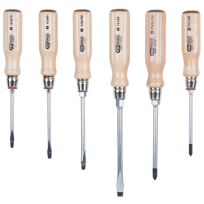 KS Tools - 3001100 - Ergo Wood Screwdriver Set, 6pcs, PH+Slot