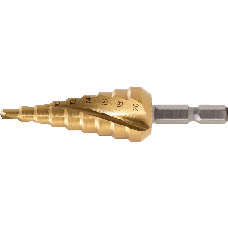 KS Tools - 3302385 - 1/4 Inch HSS TIN Step Drill Bit, Diameter 4-20mm, 9 S