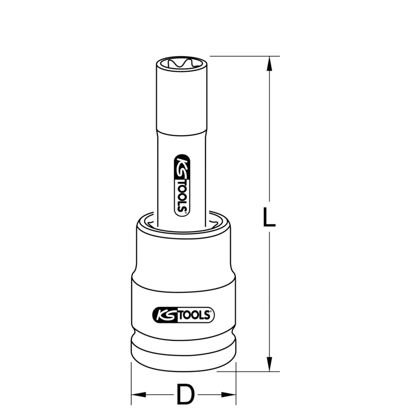 KS Tools - 4500454 - 3/4 Inch Impact Bit Socket For TX-E Screws