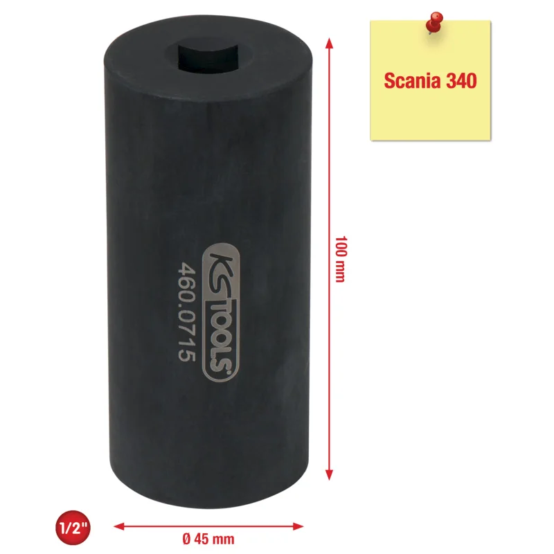 KS Tools - 4600715 - 1/2 Inch Scania Injection Nozzle Socket, 38mm