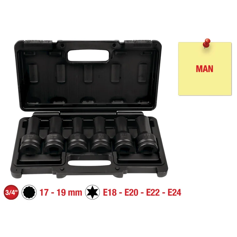 KS Tools - 4601505 - 3/4 Inch MAN Cylinder Head Socket Set, 6-pc.