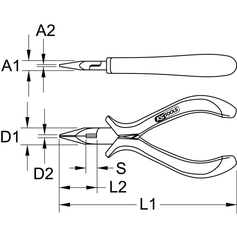 KS Tools - 5007021 - Precise Long Nose Plier Serrated, 130mm