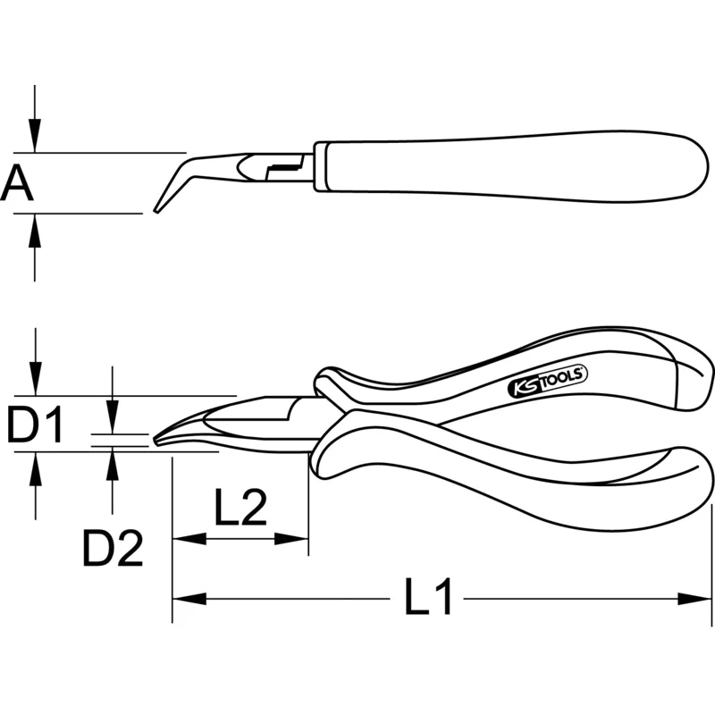 KS Tools - 5007022 - Precise Long Nose Plier, Curved, 130mm