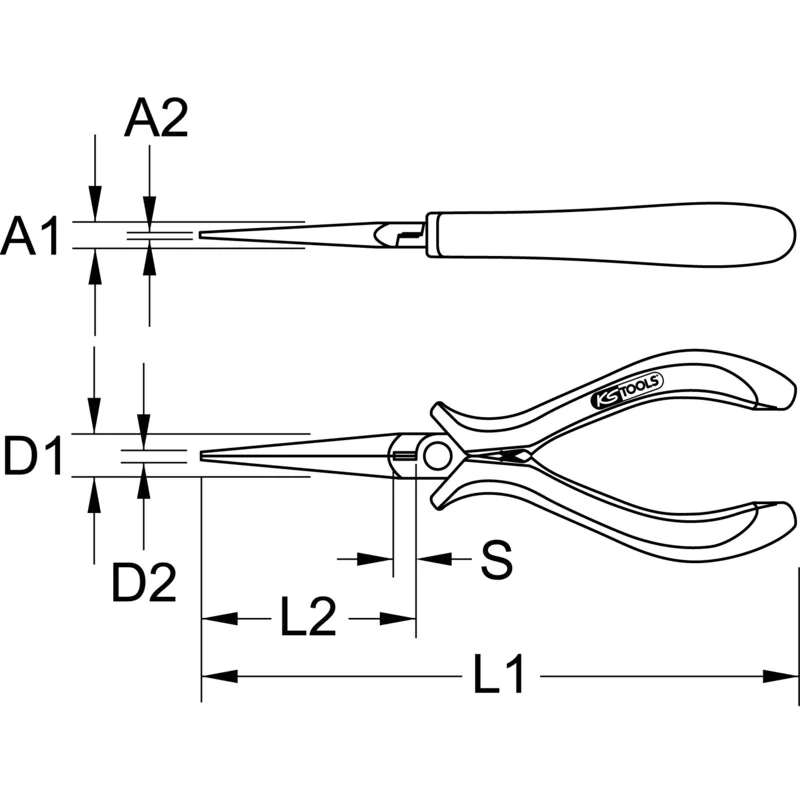 KS Tools - 5007032 - Precision Long Nose Plier, 160mm
