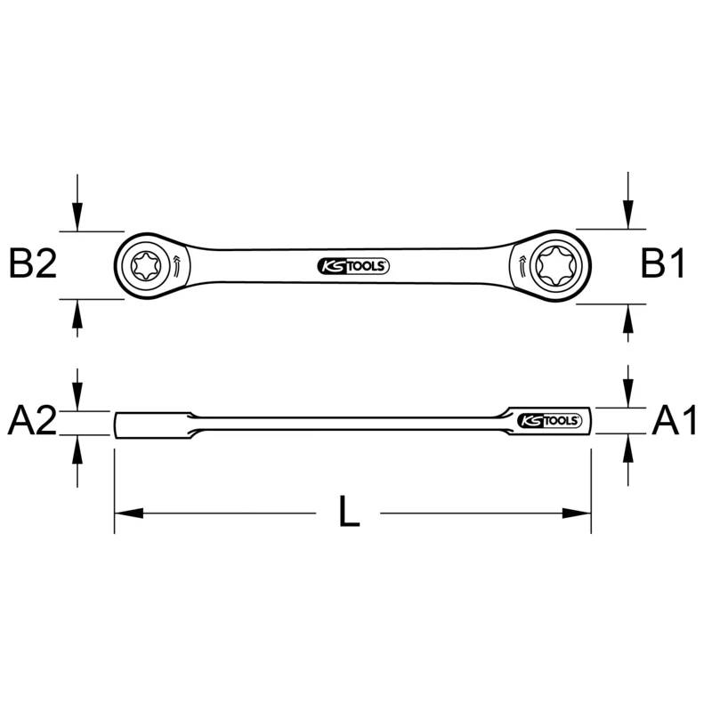 KS Tools - 5034353 - GEAR+ Dbl Ring Ratchet Spanner, E10xE12