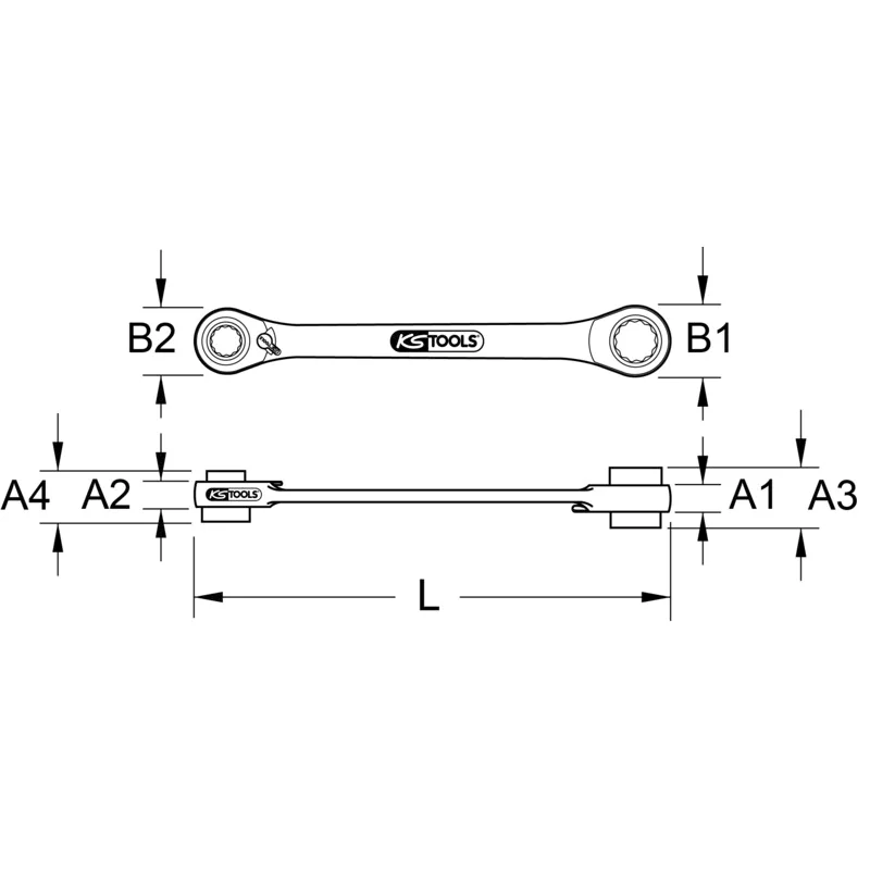 KS Tools - 5034554 - 4 In 1 Double Ratchet Ring Spanner, 30x32-34x36 Mm