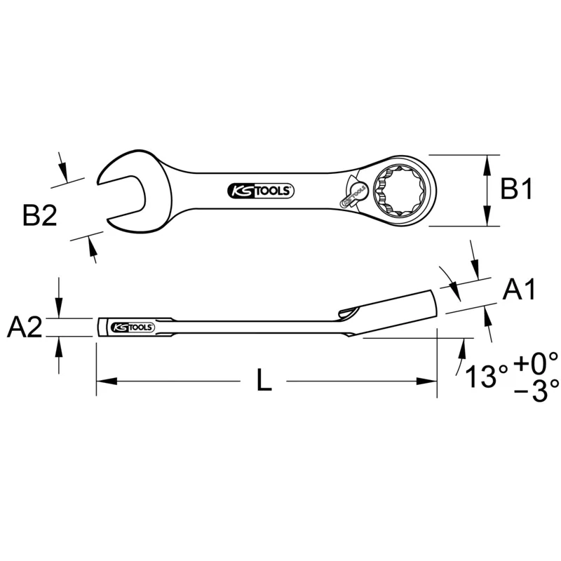 KS Tools - 5034635 - GEAR+ Mini Rev Comb Spanner, 12mm