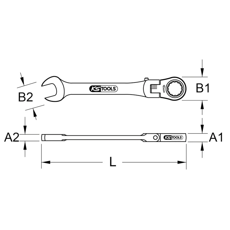 KS Tools - 5034808 - GEARplus® Jointed Combination Ratchet Spanner, Lockable, 8 mm