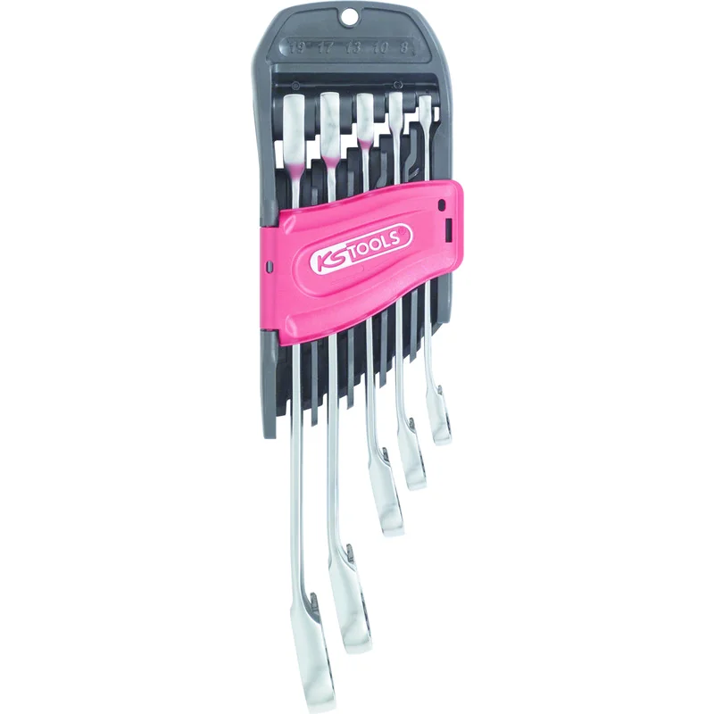 KS Tools - 5034955 - GEARplus® Ringstop Combination Ratcheting Spanner Set Offset, 5 Pcs, SW8-19mm
