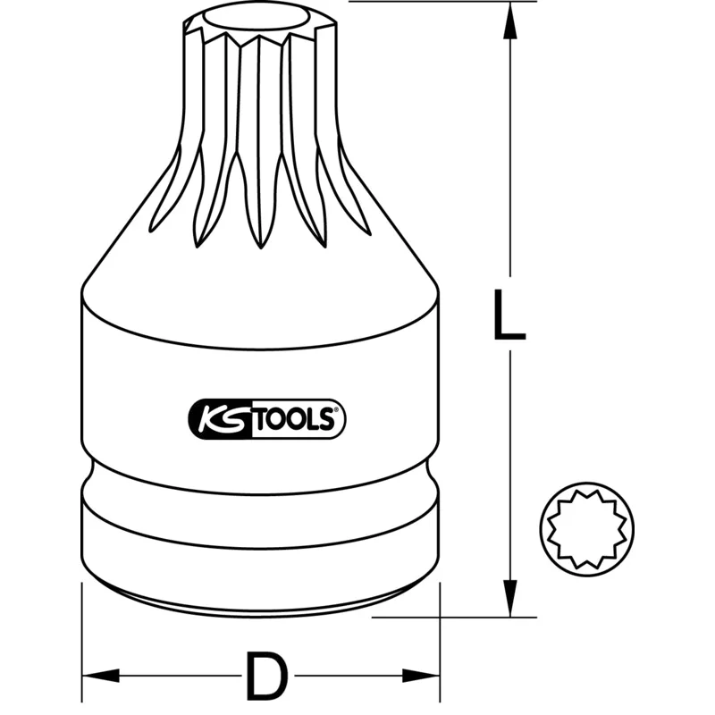 KS Tools - 5150012 - 3/4 Inch Impact Bit Socket XZN, M16