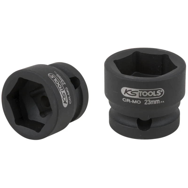 KS Tools - 5150072 - 1/2 Inch Hexagon Impact Socket, Extra Short, 23.0 m