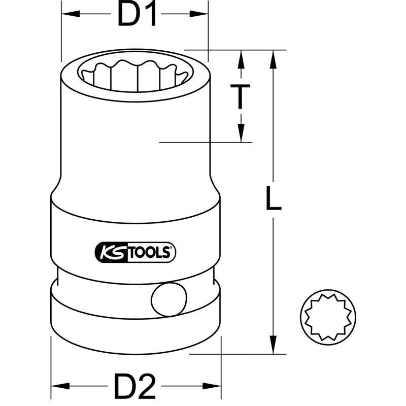KS Tools - 5150920 - Bi Hex Impact Socket, 1/2 inch, 20mm
