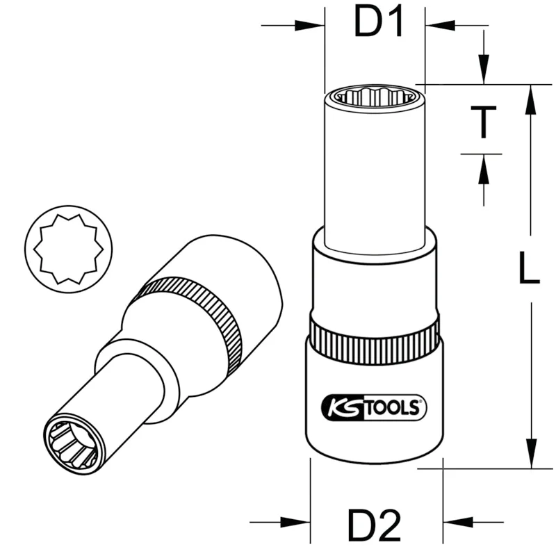 KS Tools - 5151033 - OZ Special Aluminium Rims Socket For Multi-Piece OZ Rims, 8 mm
