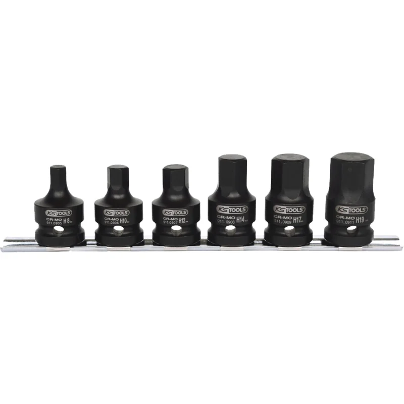 KS Tools - 5151102 - 1/2 Inch Impact Joint Bit Socket Set Short, 6pcs