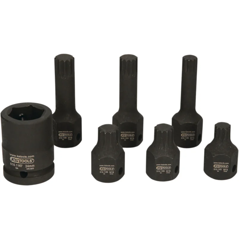 KS Tools - 5151160 - Impact Socket Set, XZN, 7pcs, M14-M18