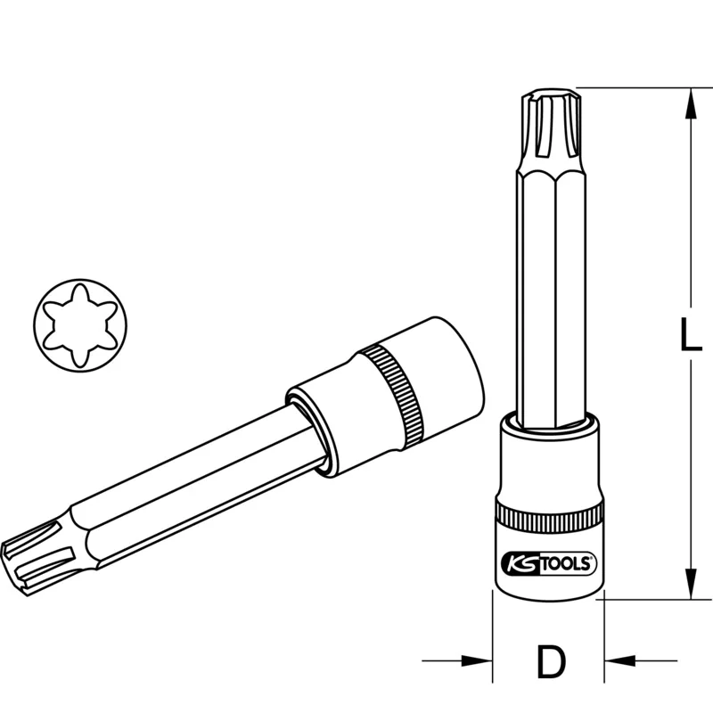 KS Tools - 5151281 - 1/2 Inch Cylinder Head Impact Bit Socket For RIBE® Screws, Extra-Long, M10