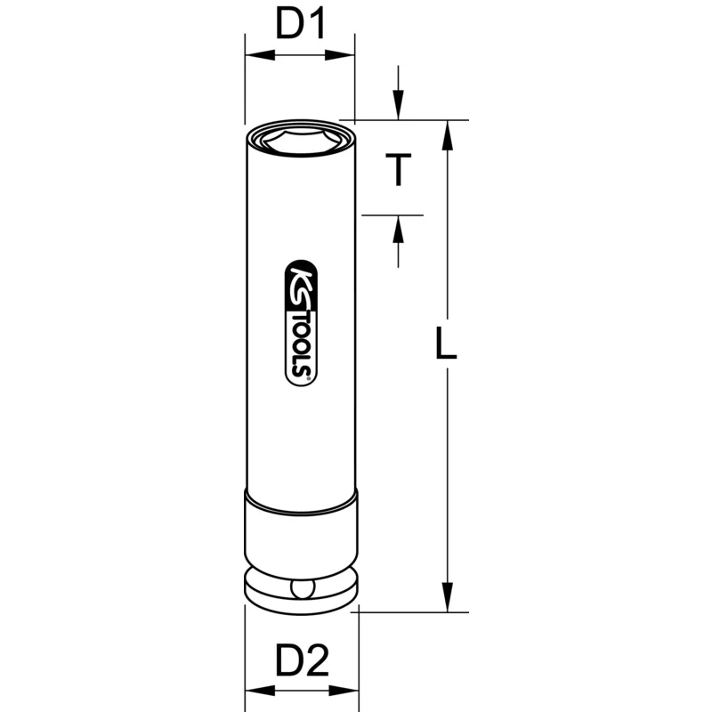 KS Tools - 5152043 - Special Wheel Nut Socket, Deep, 1/2 Inch, 17mm