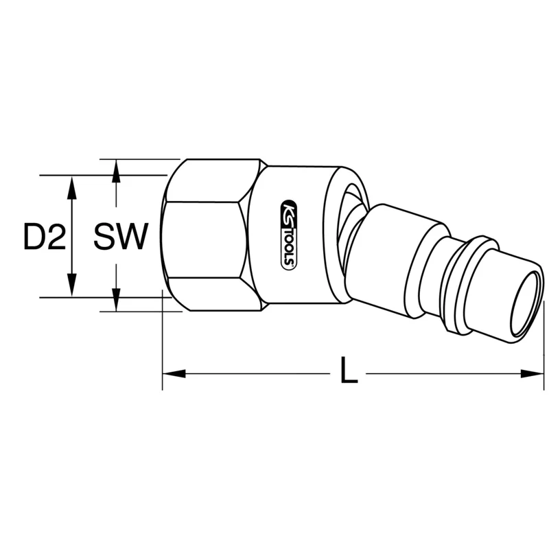 KS Tools - 5153394 - Compression Fitting Nipple, 1/4 Inch, 46mm
