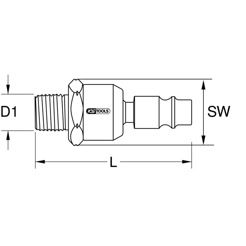 KS Tools - 5153395 - Compression Fitting Nipple, 1/4 Inch, 56mm