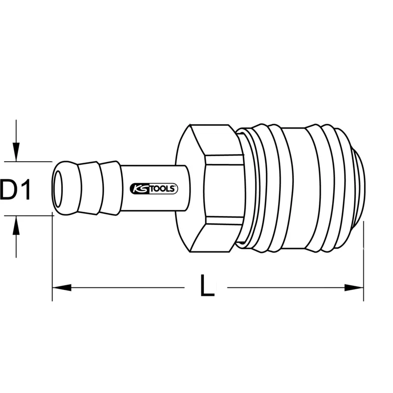 KS Tools - 5153486 - Connector with Hose Tail, Brass, 6mm