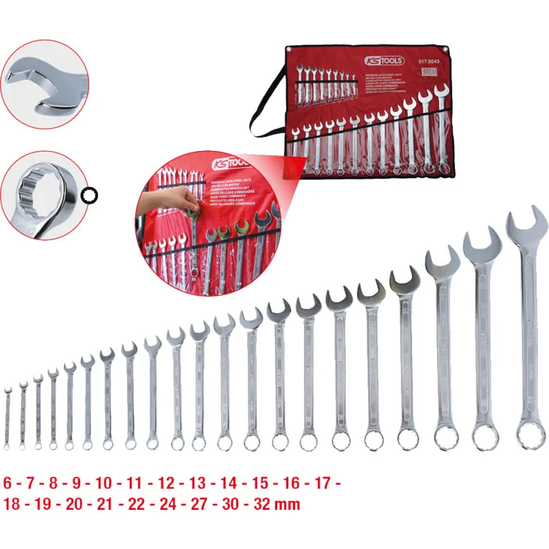 KS Tools - 5170043 - CLASSIC Combination Spanner Set, Angled