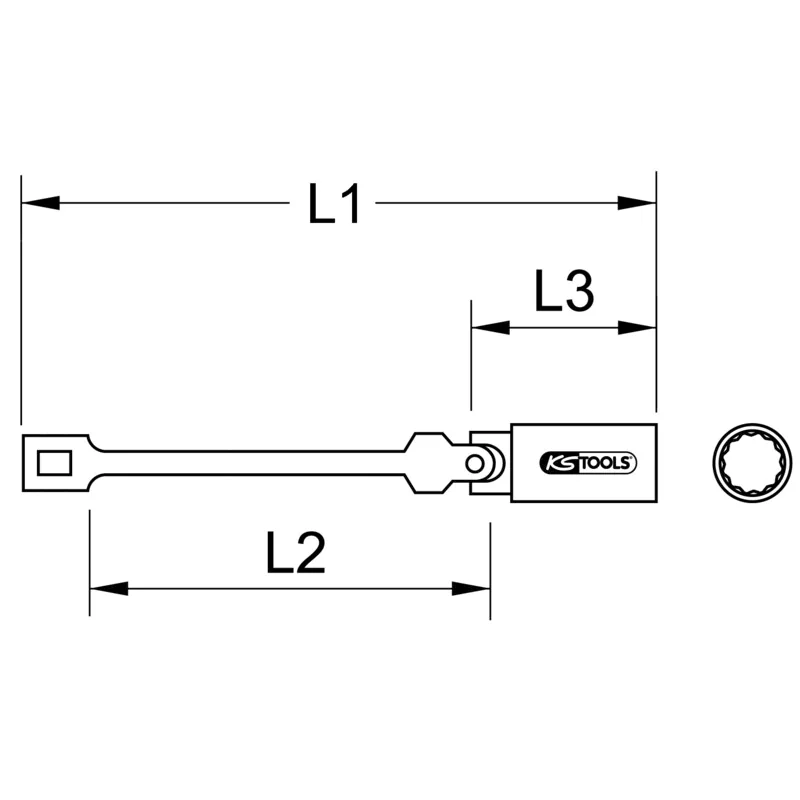 KS Tools - 5171193 - 3/8 Inch Spark Plug Socket With Joint, Long, 18mm