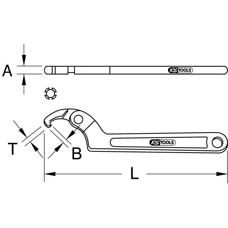 KS Tools - 5171302 - CLASSIC Jointed Hook Spanner With Lug, 19-50 Mm