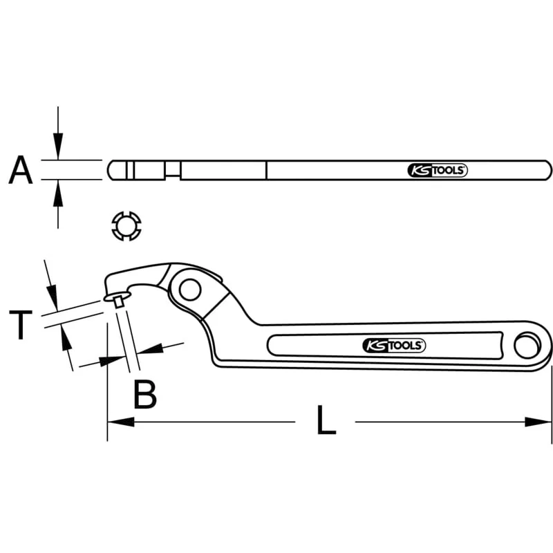 KS Tools - 5171313 - CLASSIC Jointed Hook Spanner With Pin, 32-76 Mm