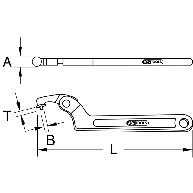 KS Tools - 5171326 - Flexible Hook Wrench With Pin, 80-120mm