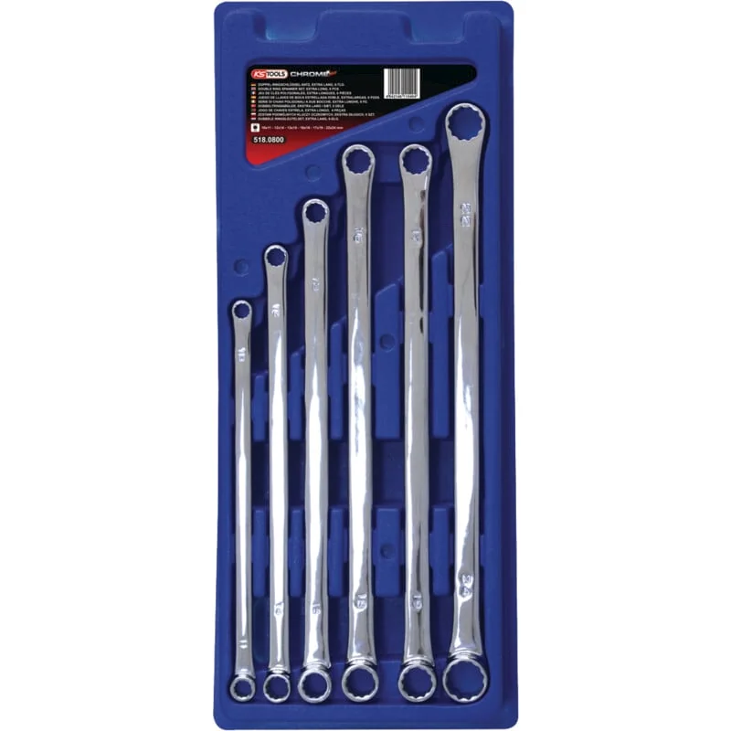 KS Tools - 5180800 - CHROMEplus® Double Ring Spanner Set, Extra Long