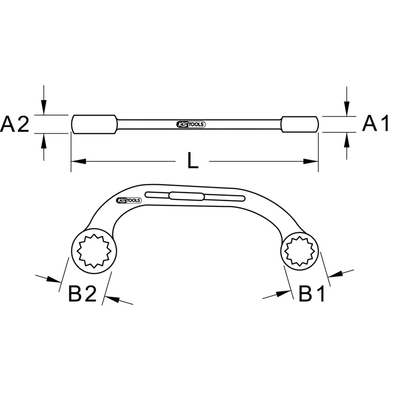 KS Tools - 5180852 - CHROMEplus® Half Moon Spanner, 10x12 mm
