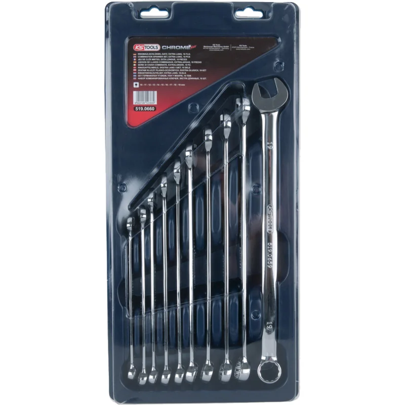 KS Tools - 5190660 - CHROMEplus® Combination Spanner Set, Extra Long, 10 Pcs., 10-19mm