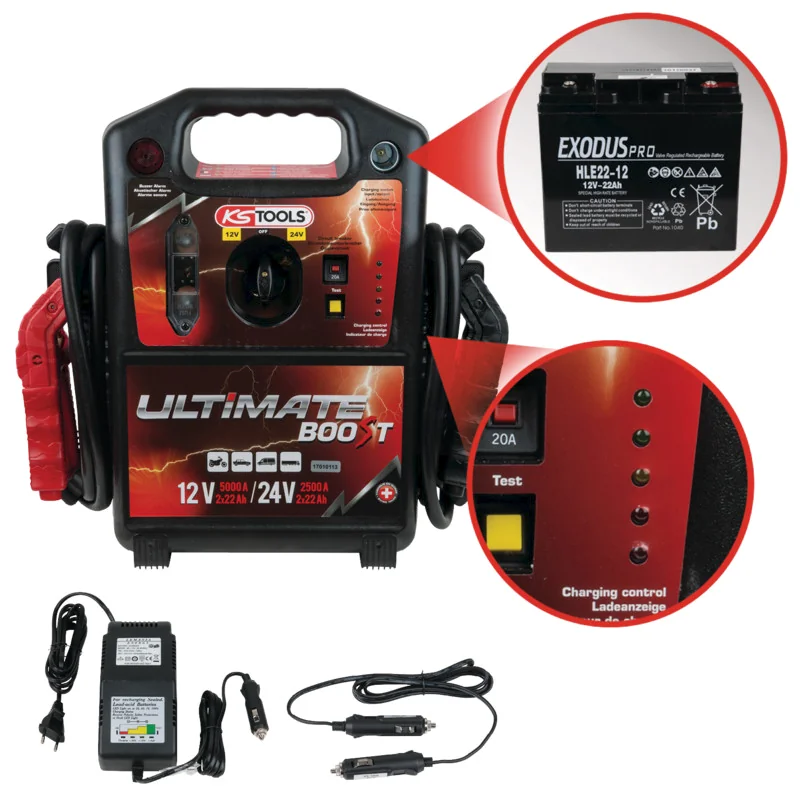 KS Tools - 5501820 - 12V+24V Battery Booster, Jump Starter 1700A