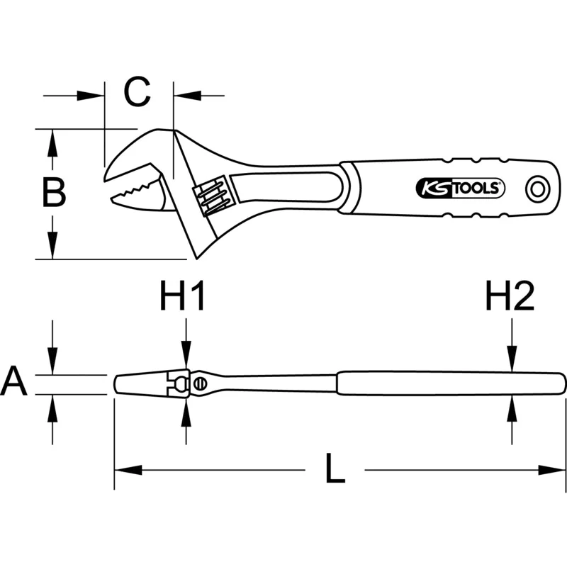 KS Tools - 5770301 - CLASSIC Adjustable Spanner With 2-Component Handle, Adjustable, 1 7/16 Inch