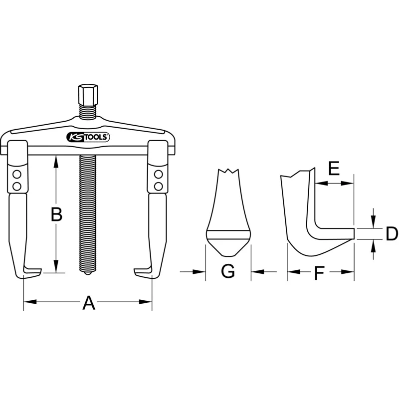 KS Tools - 6200513 - 2 Leg Puller, Extended Legs, 110-520mm