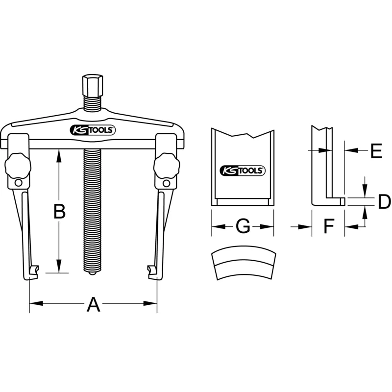 KS Tools - 6201104 - 2 Leg Puller, Narrow Legs, 60-200mm