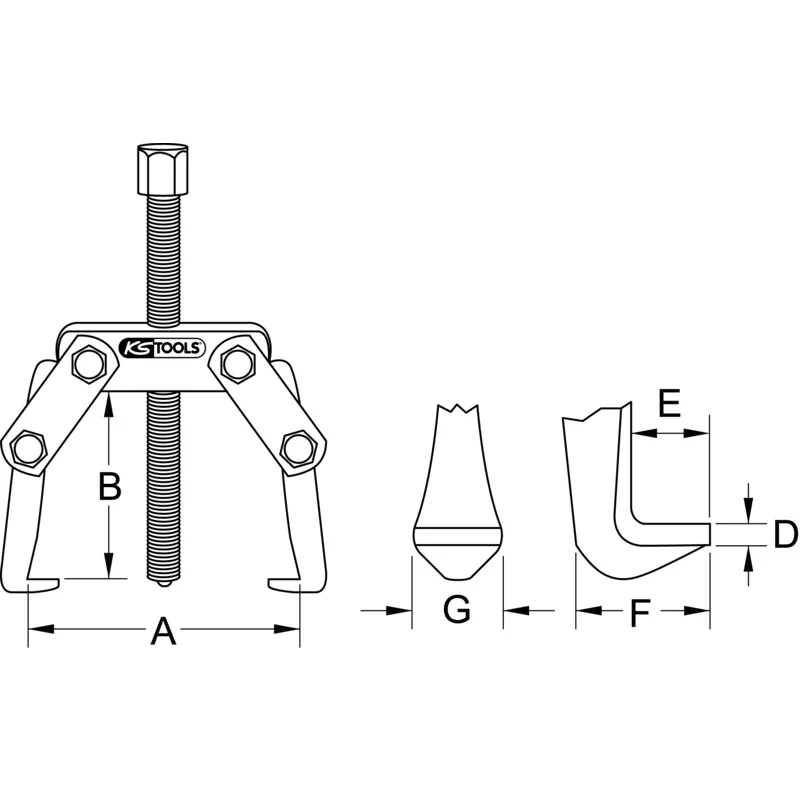 KS Tools - 6203103 - Pole Clamp 2 Leg Puller, 10-90mm