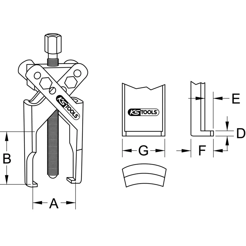 KS Tools - 6205301 - 2 Leg Puller, Narrow Legs, 6-100mm