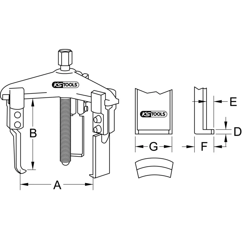 KS Tools - 6300904 - 3 Leg Puller, Narrow Legs, 60-200mm