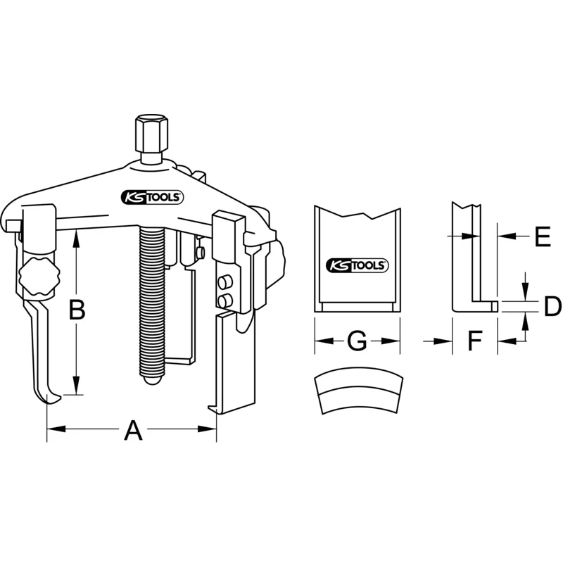 KS Tools - 6301101 - 3 Leg Puller, Narrow Legs, 20-90mm