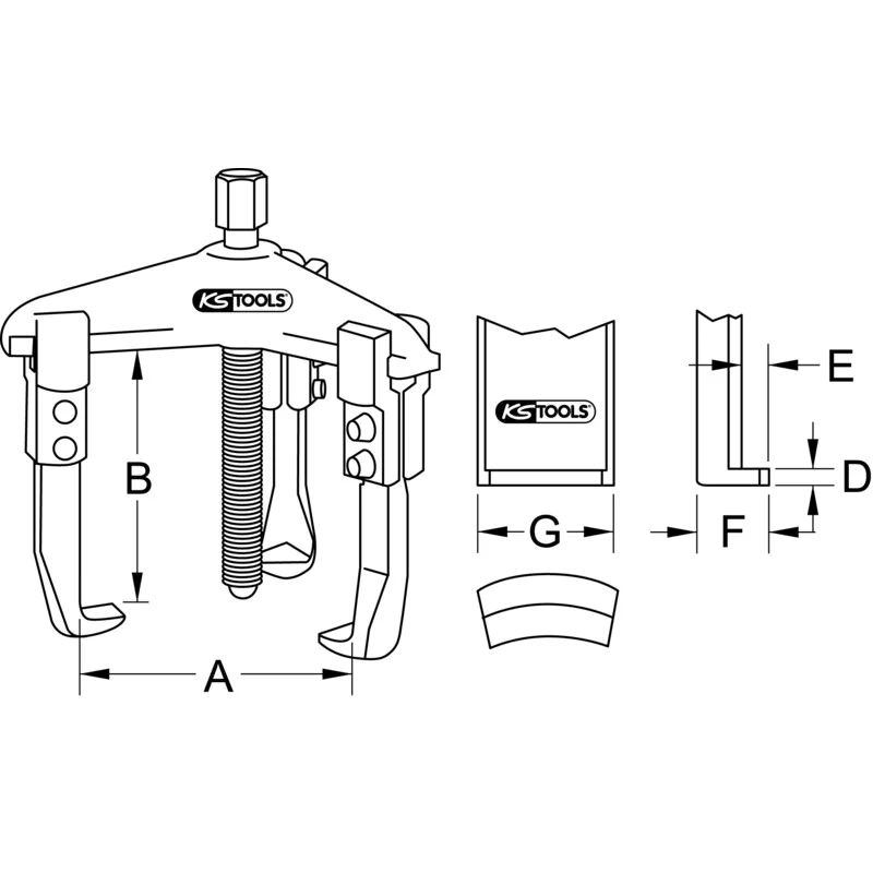 KS Tools - 6301902 - Hydraulic 3 Leg Puller Legs, 50-200mm