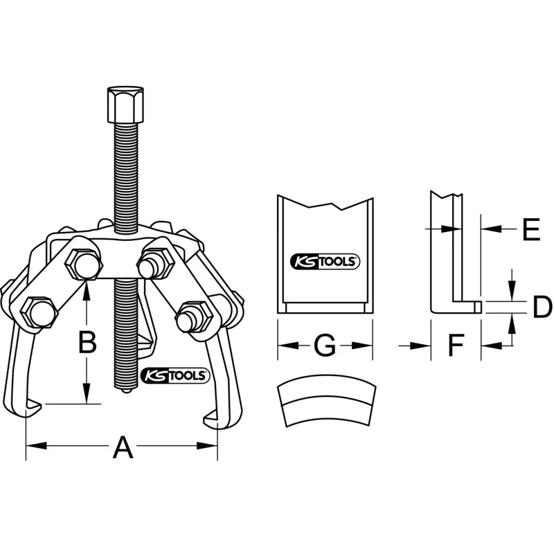 KS Tools - 6303103 - Pole Clamp 2 Leg Puller, 10-90mm