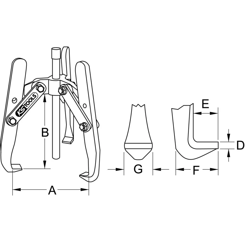 KS Tools - 6303802 - Hydraulic 3 Leg Puller, 50-350mm
