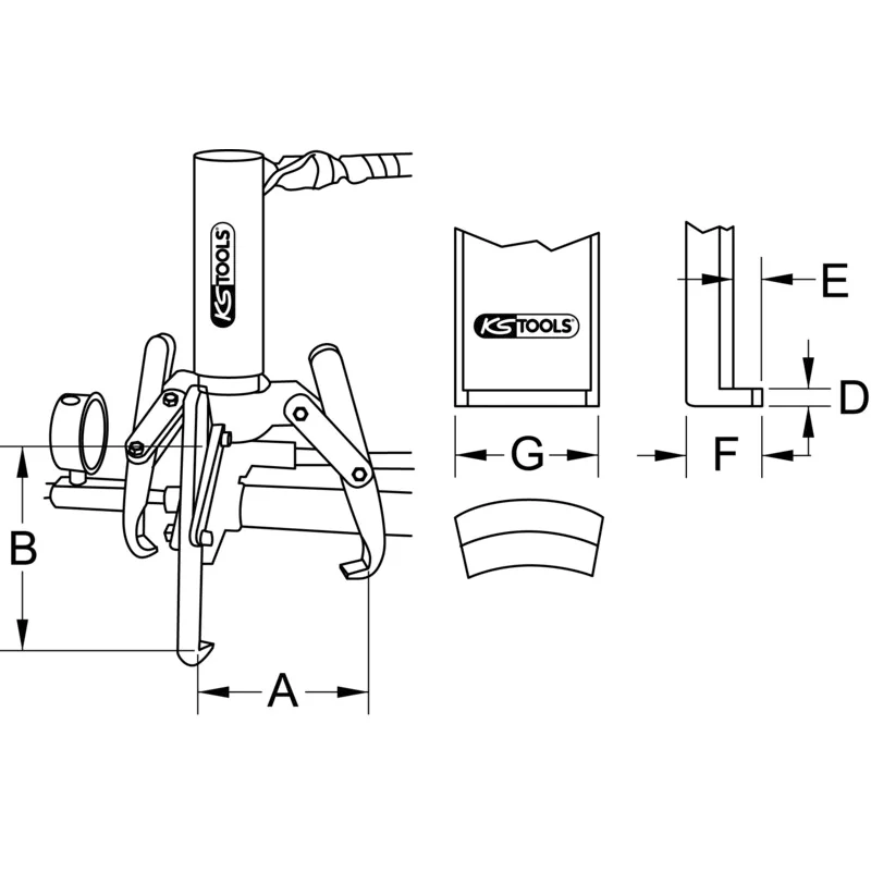 KS Tools - 6400317 - 3 Leg Puller, For Hydraulic, 17 T